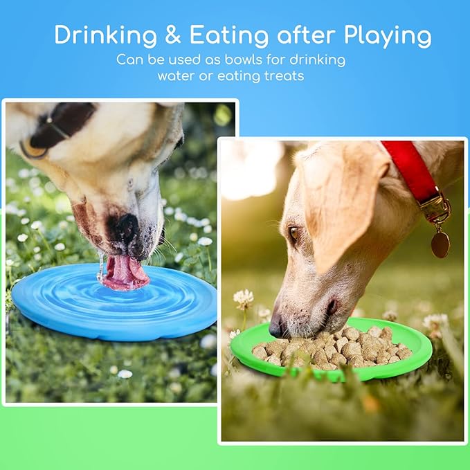 Nobleza Dog Flying Disc 2 Pack，8 in Flexible Floatable Dog Disc Toy for Long-Distance Flies and Floats， Lightweight Soft Flying Discs Toy for Small Medium Large Dogs to Fetch & Catch， Blue & Green