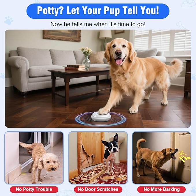 ChunHee Dog Door Bell for Potty Training – Smart Wireless Dog Bell to Go Outside – No Battery Needed, 11N Press Force, Perfect for Medium & Large Breeds – Wireless Pet Communicatio