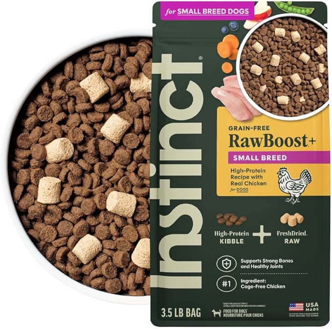 Instinct RawBoost Small Breed, Natural Dry Dog Food with Freeze-Dried Pieces, High Protein, Grain-Free Recipe - Real Chicken, 3.5 lb. Bag