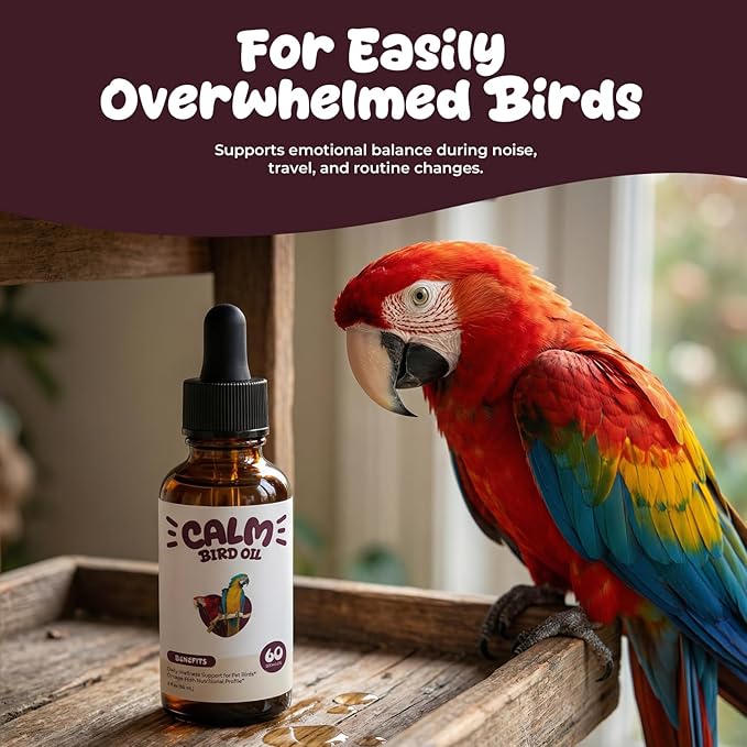Bird Calming Drops – Liquid Calming Supplement for Parrots & Pet Birds, Supports Relaxation, Emotional Balance & Stressful Situations
