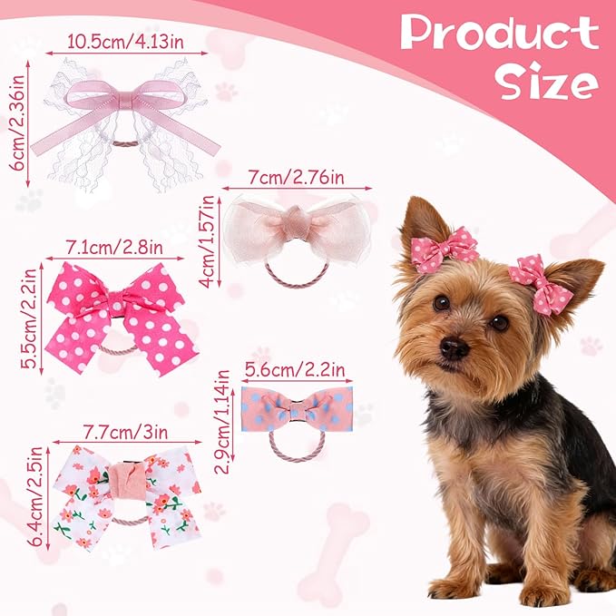 10PCS Dog Hair Bows Dog Bows for Small Size Dogs Cute Dogs Hair Bow with Rubber Bands for Cat Puppy Small Pet