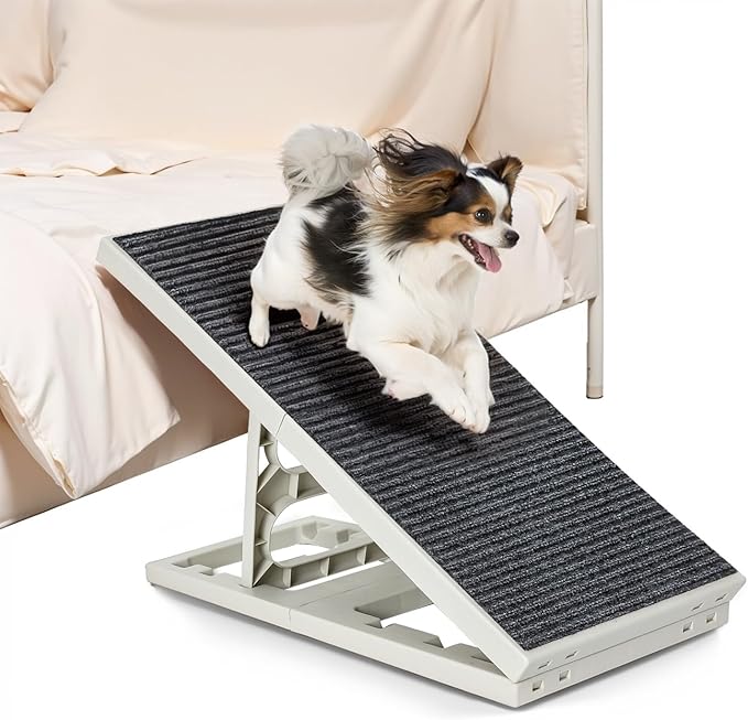 Dog Ramp Bed Adjustable Folding Collapsible for Small Medium Pets Cat Ramp with Non Slip Carpet Portable Indoor Puppy Ramps for Sofa,Chair
