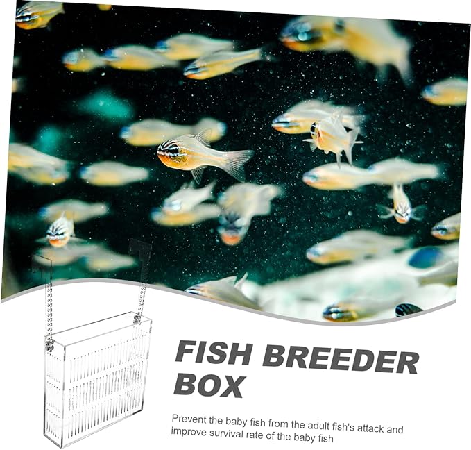 Acrylic Fish Breeding Box for Aquarium Live Pea Fish Tank Divider Incubator Hanging Hook