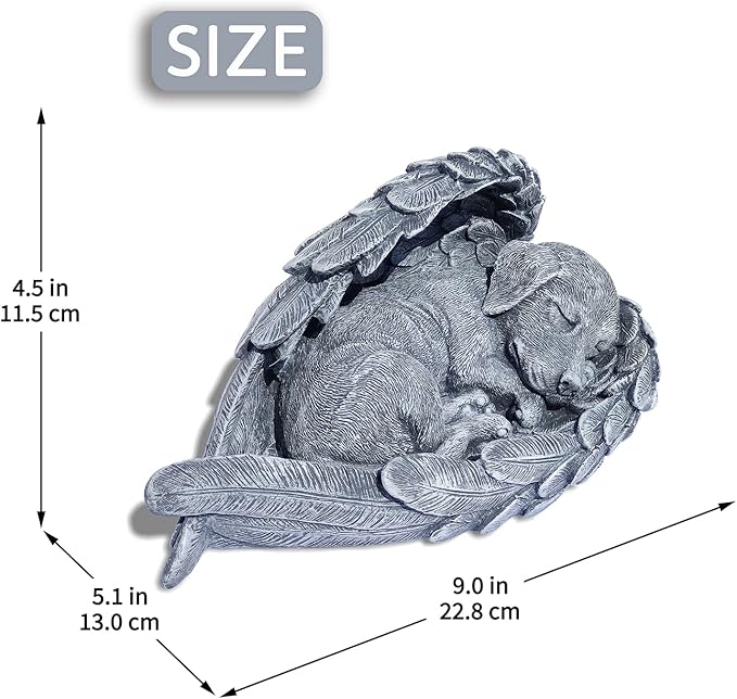 BatwhO Pet Angel Sleeping Dog Memorial Stone Statue Pet Headstone Grave Markes for Loss Dog Sympathy Gift