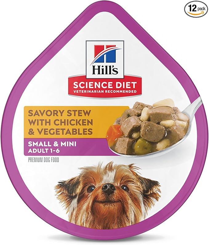 Hill's Science Diet Adult 1-6 Small & Mini Wet Dog Food, Chicken & Vegetables, 3.5 oz. Trays, 12-Pack