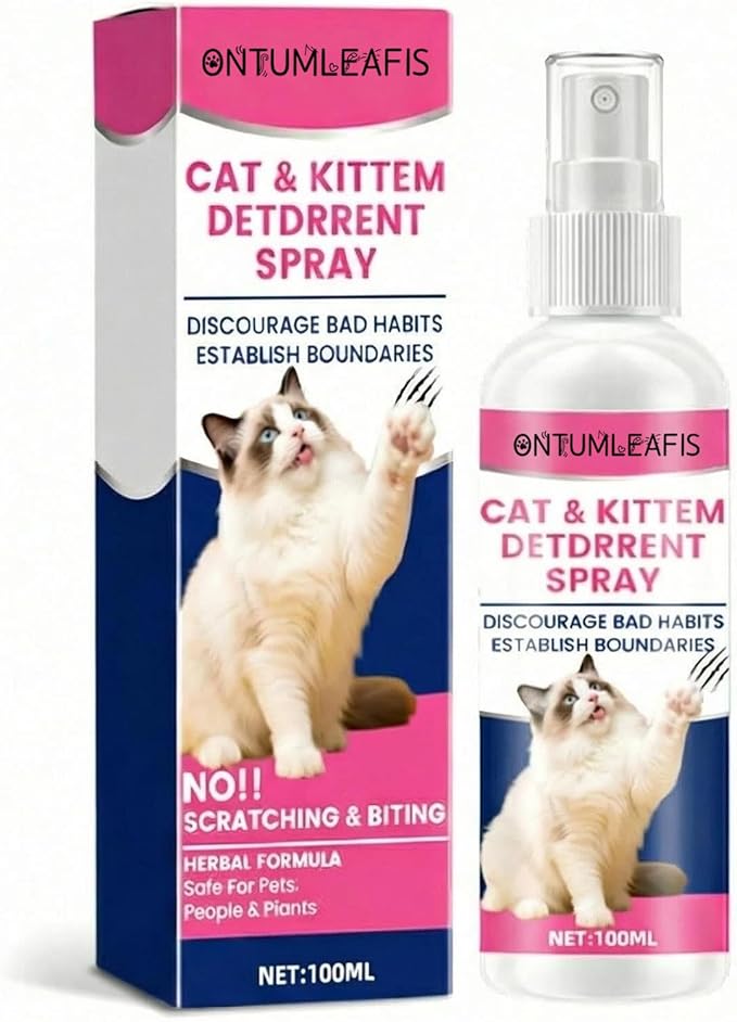Cat Deterrent Spray, Cat Repellent for Indoor and Outdoor, Furniture Protection, Pee Spraying, Excessive Chewing and Scratching, Pet-Safe Formula, 100ML