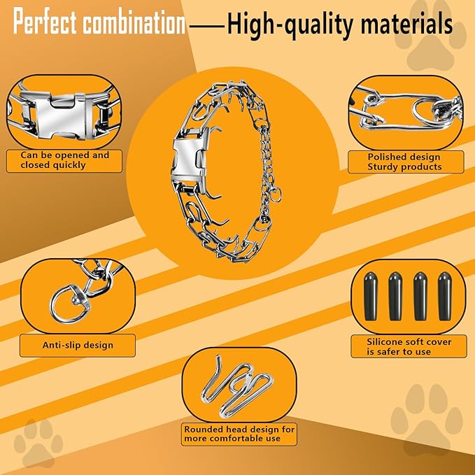 Quick - Release Dog Collar, Metal Leash Collar for Small Dogs, Medium Dogs, Large Dogs (XL(23-26" Neck))