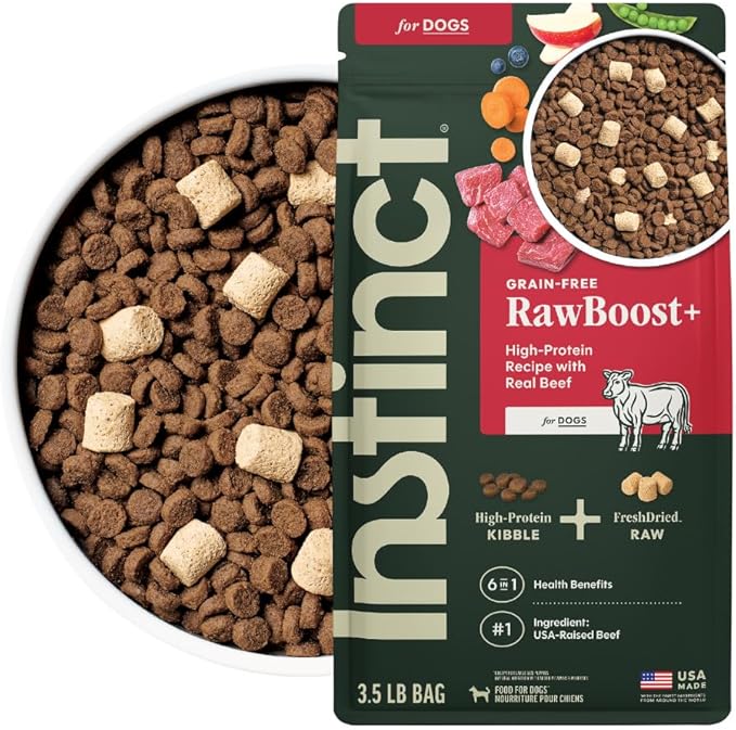 Instinct RawBoost, Natural Dry Dog Food with Freeze-Dried Pieces, High Protein, Grain-Free Recipe - Real Beef, 3.5 lb. Bag