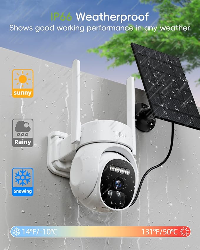 2.4G/5G Security Cameras Wireless Outdoor, 2K Solar Camera for Home Security, Battery Powered, 360° PTZ/Color Night Vision/2Way Talk/Compatible with Alexa/IP66 Waterproof