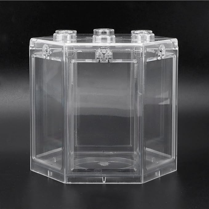 Fydun Betta Aquarium S R Kits, Small Fish Hex Shape Superimposable Portable Kits, No Clean Aquariums Mini for Office DecorationBlack Corners Clear Loving Kids Lovers Decoration (Clear)