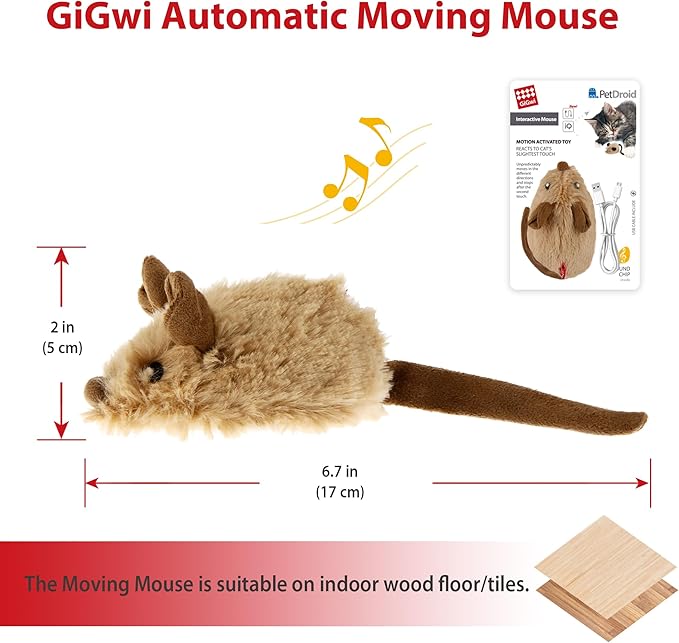 Gigwi Interactive Cat Toys for Indoor Cats, Cat Mouse Toy with Electronic Realistic Squeaky Sound