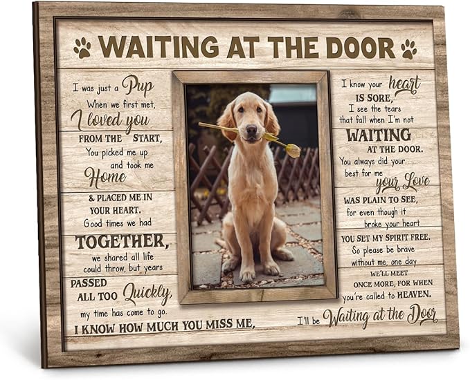 Dog Memorial Wooden Frame - Pet Photo Frame 8''x10'' with Meaningful Quote, in Loving Memory of Pup - Dog Loss Bereavement Keepsake, Wall Hanging, Table Decor - Sympathy Gifts for Pet Lover