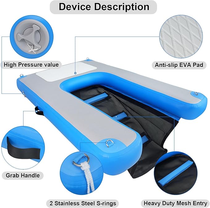Inflatable Dog Water Ramps, Float Floating Ramps for Dog Water Ladder Steps Ramp for Pools Boats Docks Swimming Pets Water Bed with Non-Slip Pad