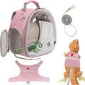 Bird Carrier Backpack, Portable Pet Travel Cage, Transport Bag for Parrots, Small Birds (Pink, One Size)