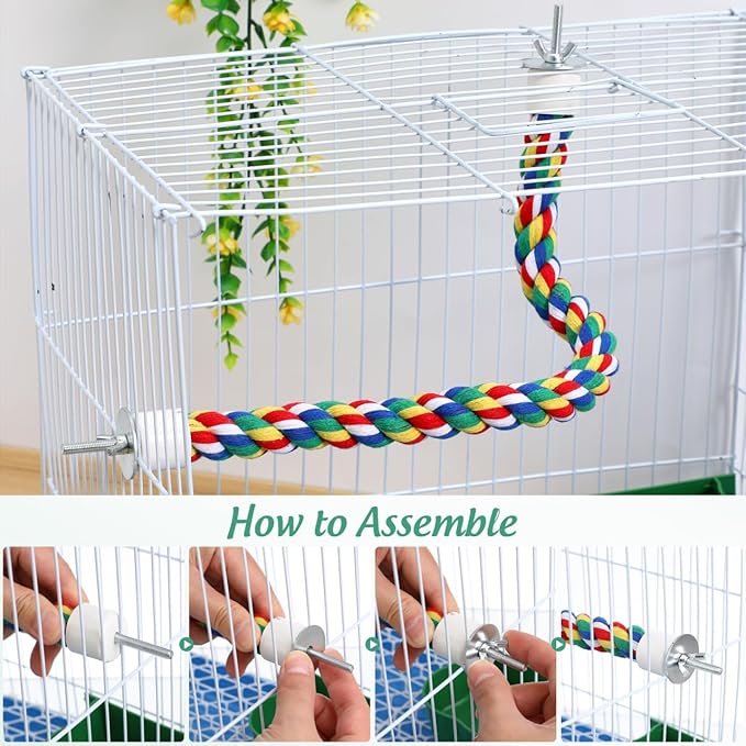 Parrot Rope Climbing Toy 18.5 Inch Cotton Rope Perch for Birds Cage Exercise and Chewing Toy for Parrots Budgies Cockatiels