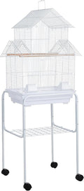 YML 5844 3/8" Bar Spacing Pagoda Bird Cage with Stand, 18" x 14"/Small, White