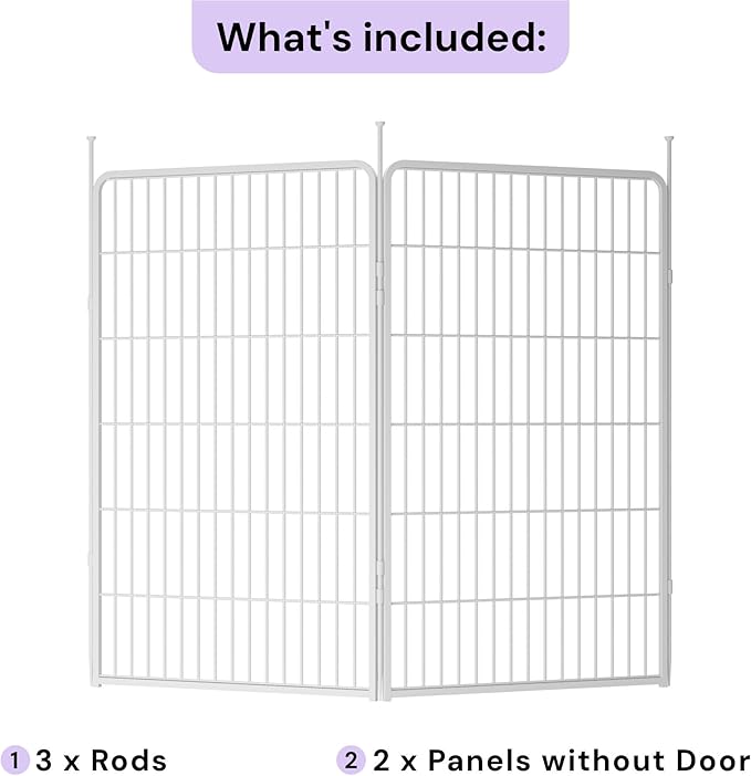 SunsGrove Indoor Dog Playpen, 45 Inch 2 Panels Play Pen for Large Dogs, Easy Setup Anti-Rust Pet Fence, White