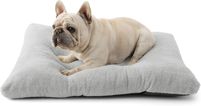 Bedsure Washable Dog Bed Medium Size Dog, Comfort Fluffy Plush Pillow Bed Crate Pad, Non-Slip and Machine Washable Kennel Pet Sleeping Mat, 29"x21", Gray