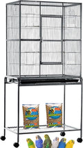 64" Extra Large Wrought Iron Side Nesting Box Doors Flight Breeding Canary Parakeet Cockatiel Lovebird Finch Bird Cage Easy Clean Pull Out Tray with Removable Rolling Stand
