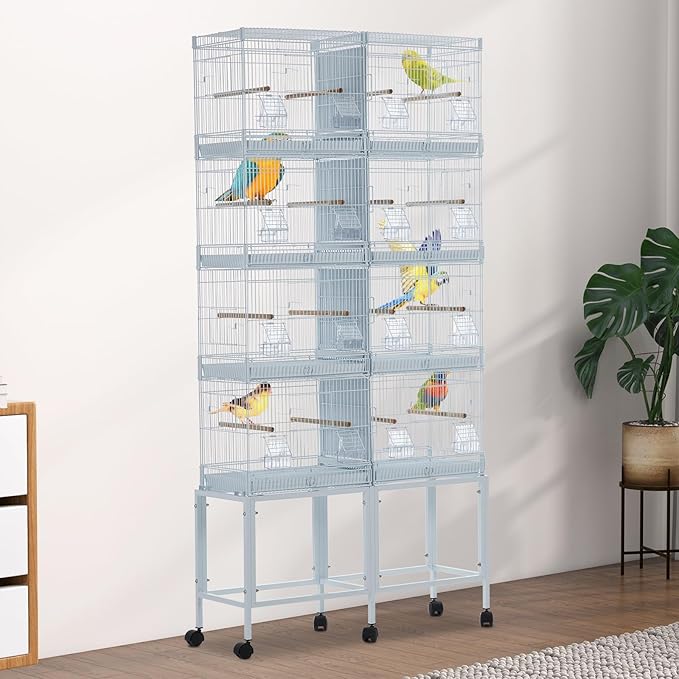 Garvee Lot-4 Breeding Bird Cage, Parrot Cage, Stackable Center Divided Breeder, Seperate Removable Tray, Removable Divider, Lockable Caster, for Birds and Finch