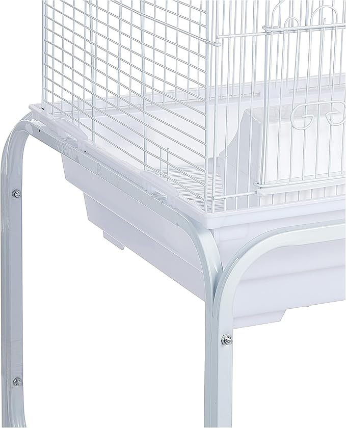 YML 5844 3/8" Bar Spacing Pagoda Bird Cage with Stand, 18" x 14"/Small, White