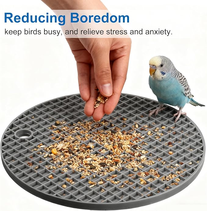 2 PCS Bird Foraging Toys, Soft Bird Slow Feeder Mats, Silicone Bird Foraging Mat, Interactive Foraging Birds Toys for Parakeet, Cockatiel, African Grey, Conure, Budgies