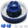 Ceramic Cat Water Fountain, 2.1L/71oz Cat Fountain with 3 Carbon Filters and 2 Water Pumps, Cupcake Pet Water Fountain for Cats and Dogs (Dark Blue)