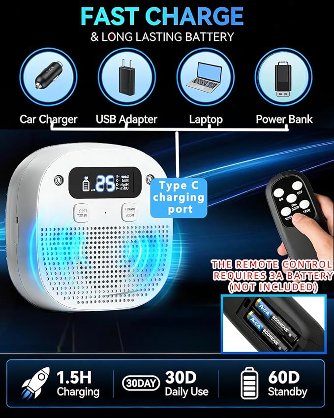 Dog Barking Control Devices, Bark Box with Remote Control, Rechargeable, Waterproof, Adjustable Modes & Frequencies, Anti Barking Device for Dogs Indoor Outdoor (White)