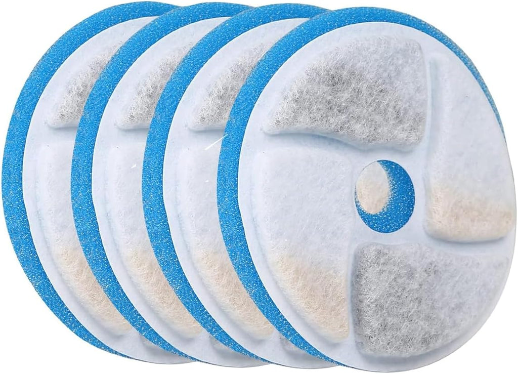 Cat Water Fountain Filter， 4 Pack Replacement Filters and 4 Pack Replacement Pre-Filter Sponges for 2L/68oz Automatic Pet Dog Water Dispenser