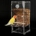 No Mess Bird Feeder Automatic Thickened Bird Seed Food Container Transparent Acrylic Parrot Food Holder with Stand, Bird Feeder for Cage, Reducing-Waste Foraging Feeder for Small Birds