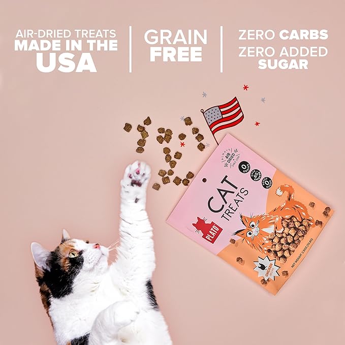 Plato Pet Treats Cat Treats - Single Ingredient, Healthy Chicken Treats for Indoor Cats - Air Dried - 2.5 oz