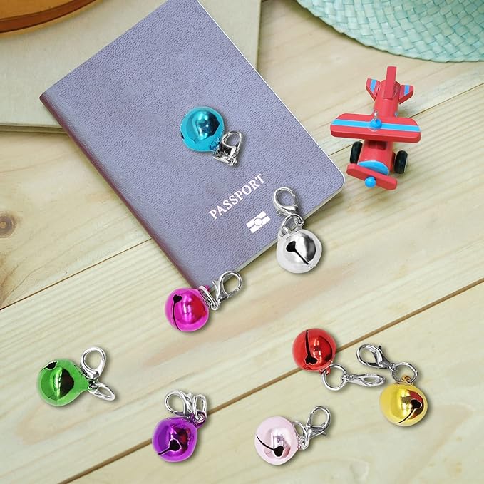 BLMHTWO 8PCS Dog Collar Bells, 1.38inch Bells Charm, Colorful Pet Collar Bells Kitty & Puppy Loud Bell Pendant with Clasps for Dog & Cat Collar DIY Craft Decoration(Multi Color) Small