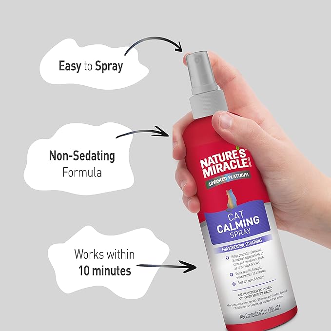 Nature's Miracle Cat Calming Spray,8 Ounces,Stress-Reducing Formula for Cats,(Pack of 2)