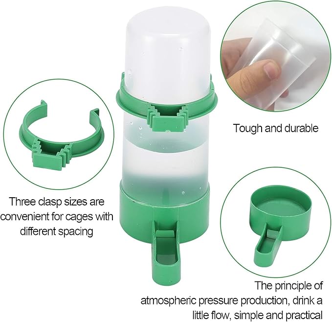 Bird Water Dispenser for Cage, 4pcs Bird Water Bowl 140ml Automatic No Mess Gravity Feeder Bird Watering Supplies for Pet Parrot, Parakeets, Cockatiel, Budgie Lovebirds and Other Birds