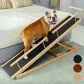 Dog ramp for Bed - PRIORPET Birchwood Adjustable Ramp for Dogs to Get on Bed: Dog ramps for High Beds up to 37 Inches – Foldable Ramp, Anti-Slip Grip & Safety Rails, Small Dogs Up to 120lbs – Natural