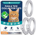 Flea Collar for Cats 3 Pack, 8-Month Flea & Tick Prevention per Collar, Natural Plant-Based, Water-resistant, Adjustable, Fast-Acting & Long-Lasting, Safe for Adult Cats and Kittens, White