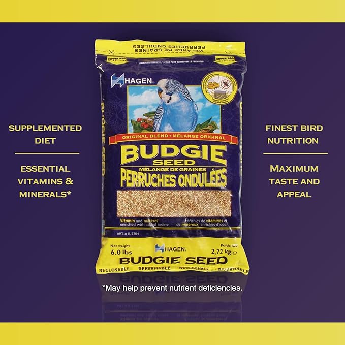 Hagen Parakeet/Budgie Staple White Millet Bird Seed – Premium Blend, Nutritionally Balanced, Fortified with Vitamins & Minerals, Dust-Free Mix for Budgies, 6 lb Bag
