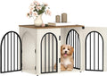 26.8'' Wooden Dog Crate Furniture, Indoor Dog Kennel Dogs Cage for Small Dogs, Heavy Duty Dog Crates Decorative Pet House End Side Table TV Stand, White Brown DFC85514B