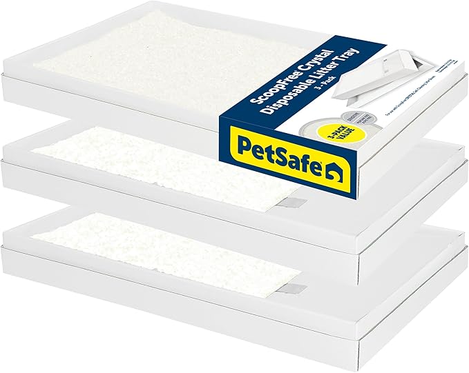 PetSafe ScoopFree Disposable Crystal Cat Litter Tray - Easy Cleaning Box - Refill Tray for Automatic Litter Box - Fragrance Free - 4.3 lb Bags - 3 Pack
