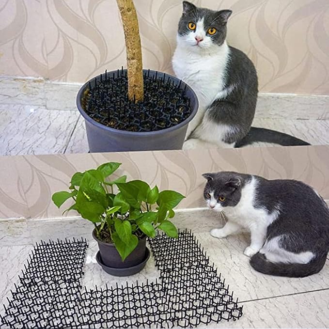 Repellent Outdoor Cat Scat Mat (Set of 12) Repellent Scat Mat with Plastic Spikes Repellent Indoor & Outdoor for All Seasons