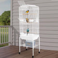 Large Bird Cage with Stand & Wheels, Freestanding Parakeet Birdcage with Feeding Bowls & Waterer, 54 Inch Bird Flight Cages for Parrot Canaries Cockatiels Budgie Parrotlet (White)