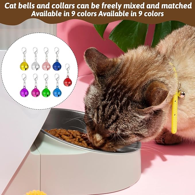 9 PCS Cat Collar Bell, Dog Collar Charm Bells with Key Rings, Colourful Pet Small Bells with Clasps, Pet Bell Gift Charms for Collars DIY Crafts