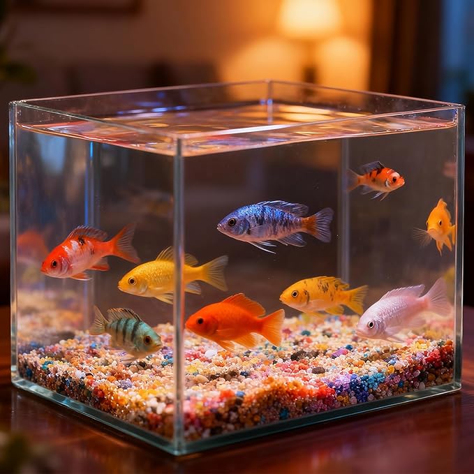 Small Glass Fish Tank, 5.9x4.3x5.1 Inch Rimless Aquarium, 0.7 Gallon Small quarium, Ultra Clear Glass Thickness 4mm (5.9x4.3x5.1)