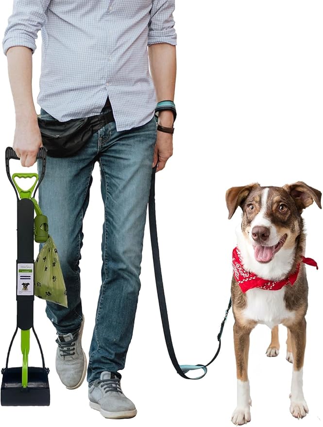 32" Pooper Scooper for Large Small Dogs, Extra Long Handle Heavy Duty Poop Scoop, Foldable Dog Poop Picker Upper for Yard (Without Bag and Dispenser Attachment)