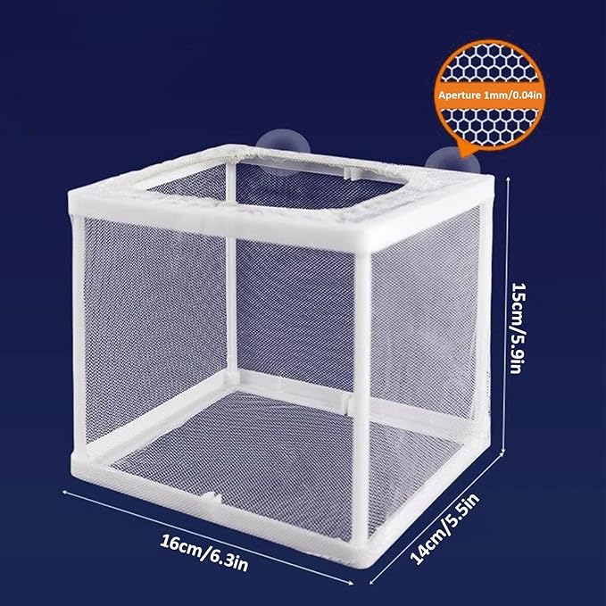 Fish Breeding Box - Aquarium Breeder Box, Mesh Box Fish Breeding Tanks | Fish Tank Breeding Isolation Box, Fish Fry Hatchery with Suction Cups, Juvenile Fish Separation Net for Fish clownfishh