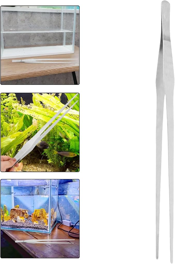 NOLITOY Aquarium Straight Tweezers Tool for Plant Care and Gravel Cleaning Aquatic Plant Tongs for Fish Feeding and Maintenance