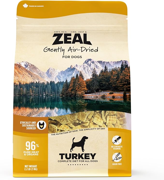 ZEAL Canada Air-Dried Turkey Recipe for Dogs - High Protein, Natural Superfoods, Nutrient Rich, No Fillers, Grain Free, Complete & Balanced (Turkey, 2.2 lb)