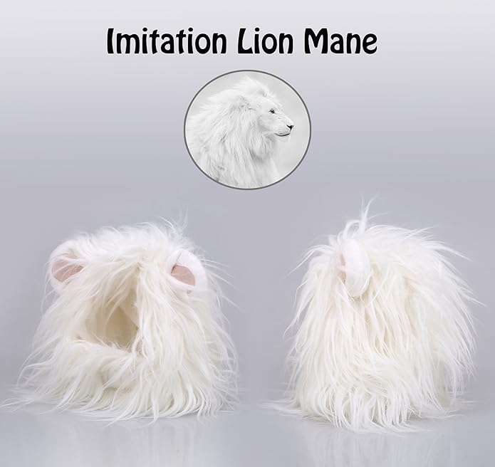 Onmygogo Lion Mane Wig for Cats and Dogs, Funny Pet Cat Costumes for Halloween Christmas, Furry Pet Clothing Accessories