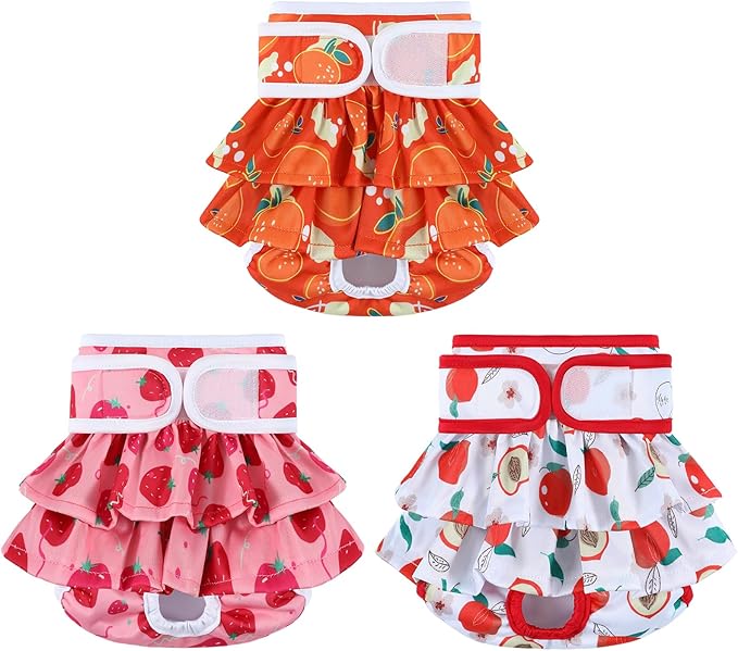Reusable Dog Diapers Washable (3 Pack), Puppy Diapers Highly Absorbent for Heat & Urination Issues, XS
