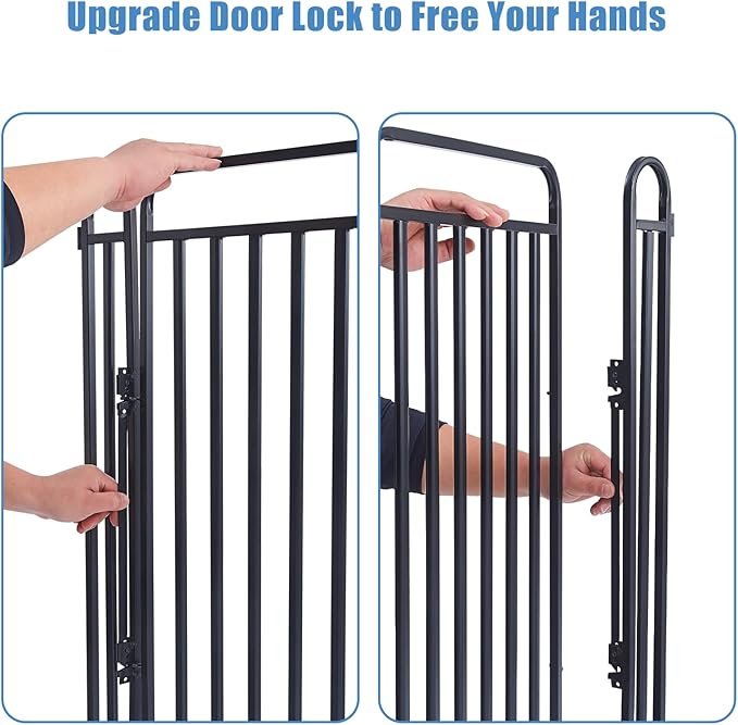 New Thickened Version Dog Playpen, 43 Inch Dog Fences for The Yard, Portable Outdoor Dog Playpen for Large/Medium/Small Dogs, Foldable Metal Dog playpen, with Doors (8 Panels, 43 Inch)